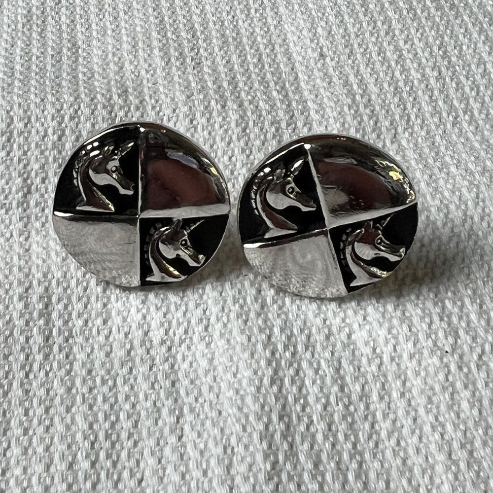 1960's-70's Unsigned UNISEX Silver Tone UNICORN CUFF LINKS